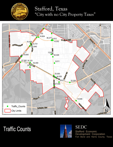 Stafford traffic counts map