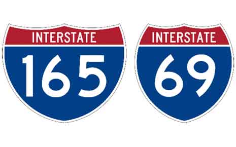 I-165 and I-69 Signs