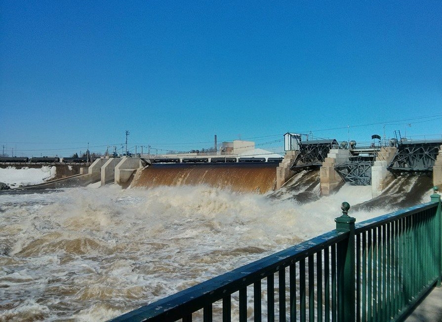 The Little Falls Minnesota Power Electric dam on the Mississippi River.